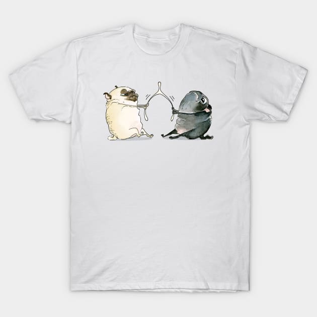 Wishbone Pugs T-Shirt by Inkpug